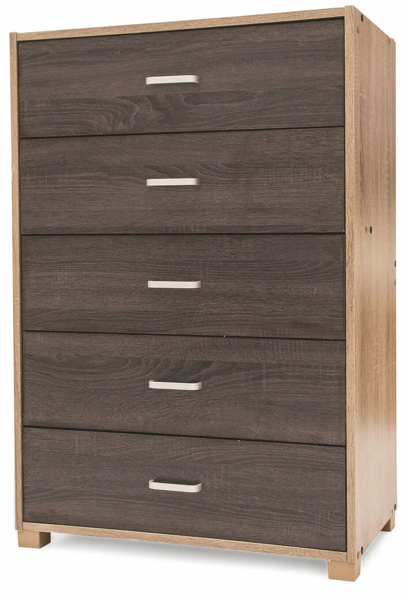 Cassettiera 5 Cassetti 68x40x101 cm in MDF Soriani Marrone