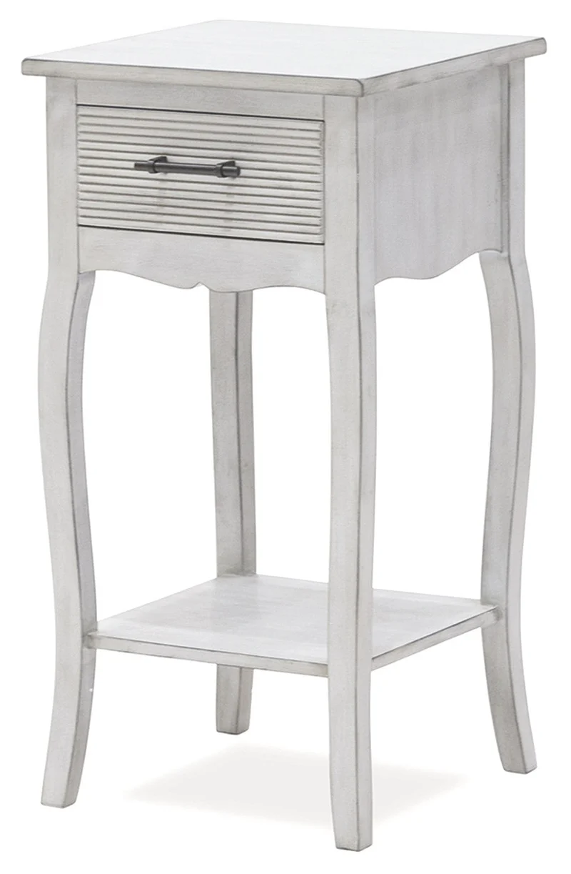Comodino con Cassetto 35x35x69 cm in Legno Soriani Grigio Anticato