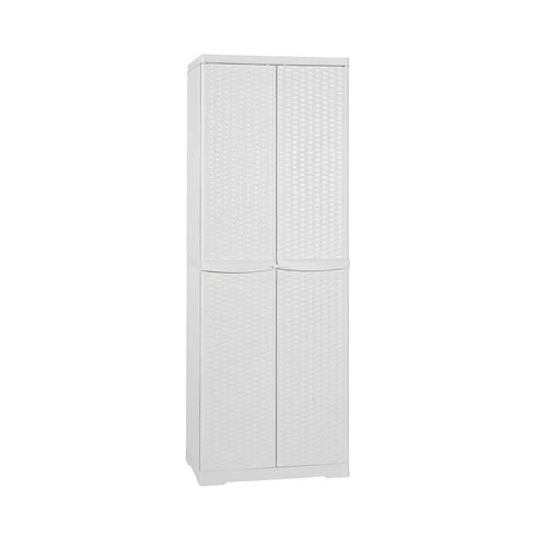Mobiletto in polipropilene portascope rattan h.178 l cm. 65 x p cm. 45 bianco