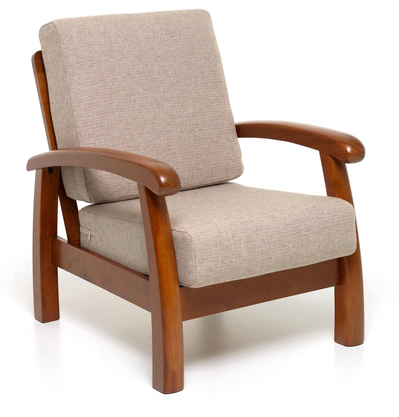 Poltrona 70x90x81 cm con Cuscini in Stoffa Ecrù