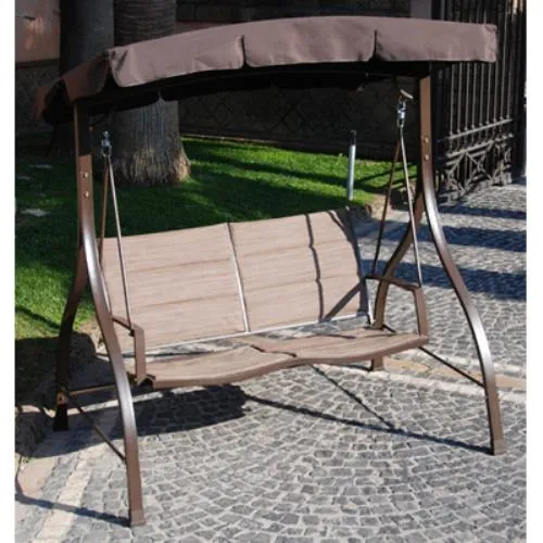 Dondolo 2 Posti in Ferro con Rivestimento Seduta in Textilene Imbottito 160X114X163Cm