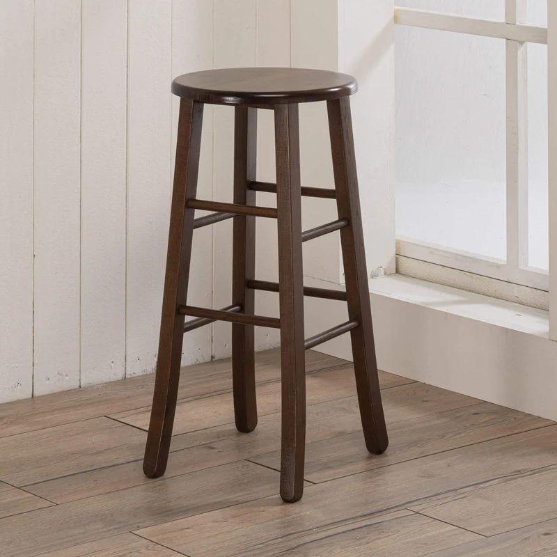 Sgabello Rondò Ø32 x 68h cm in Legno Faggio Verniciato Noce