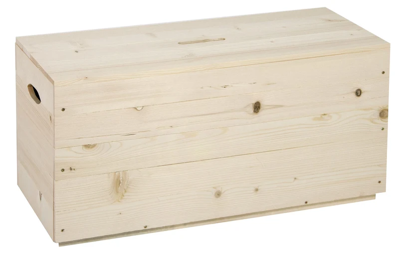 Baule 80x35x35 cm in Legno Massello Grezzo Fumer
