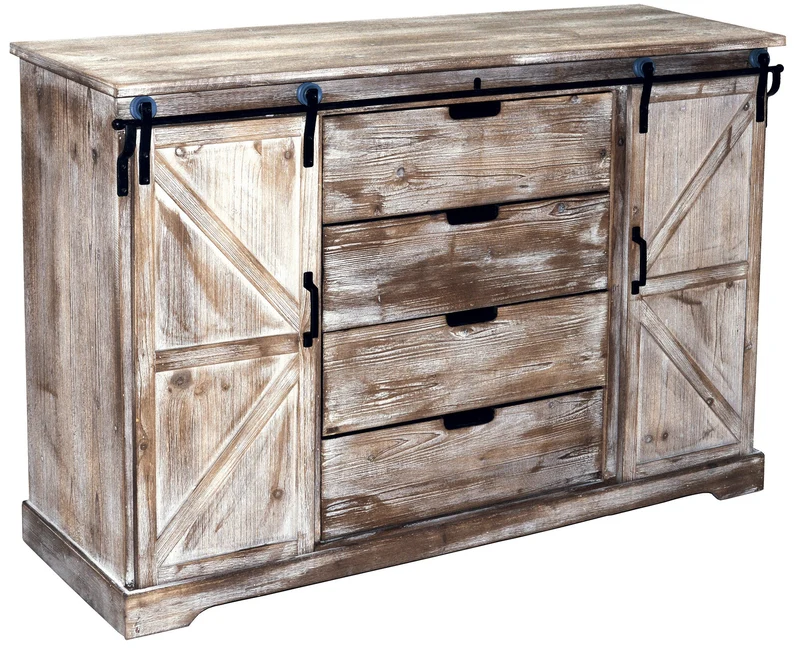 Mobile 2 Ante 4 Cassetti in Legno MDF e Abete Bilbao