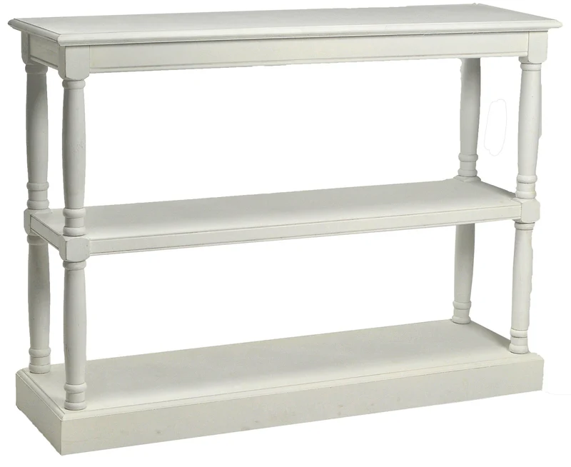 Consolle 2 Ripiani in Legno Basilea Bianco Anticato