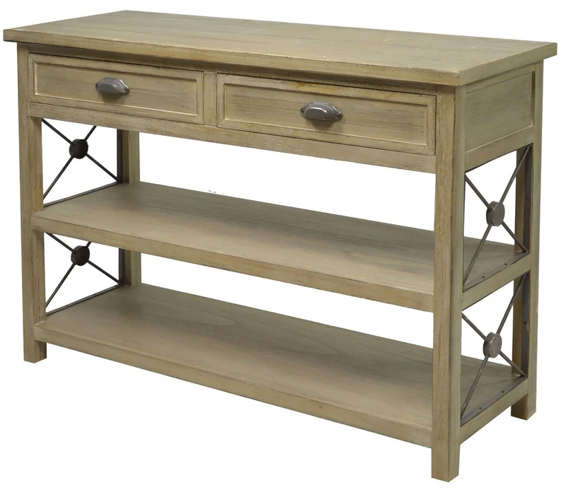 Consolle 2 Cassetti in Legno Mdf Malaga Noce Chiaro