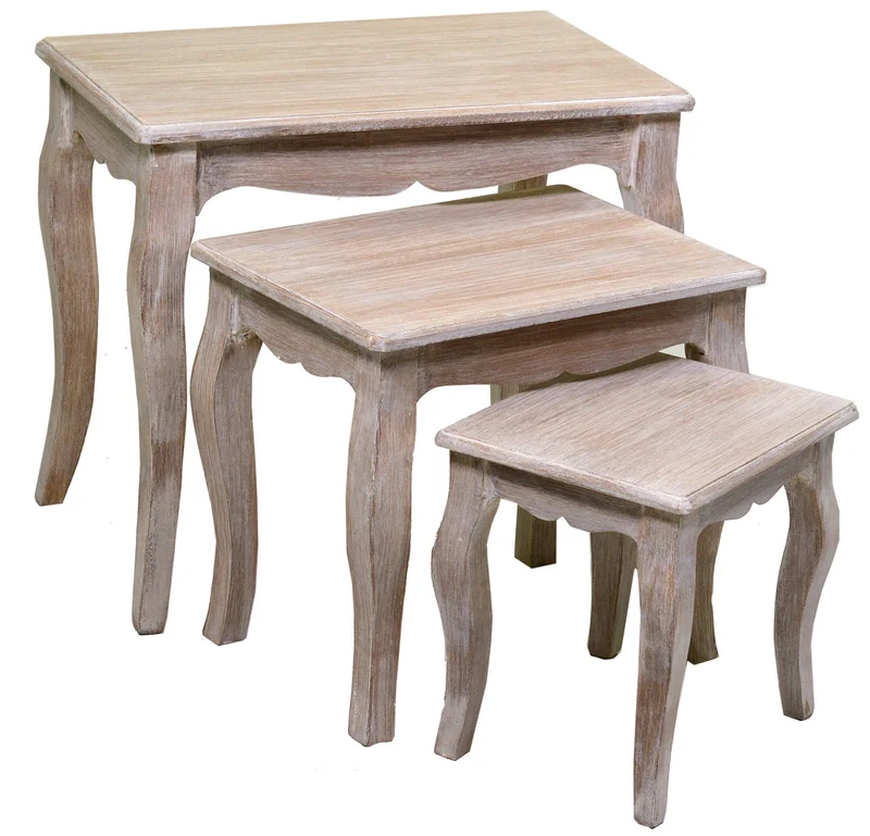 Set 3 Tavolini Rettangolari in Legno Stoccarda