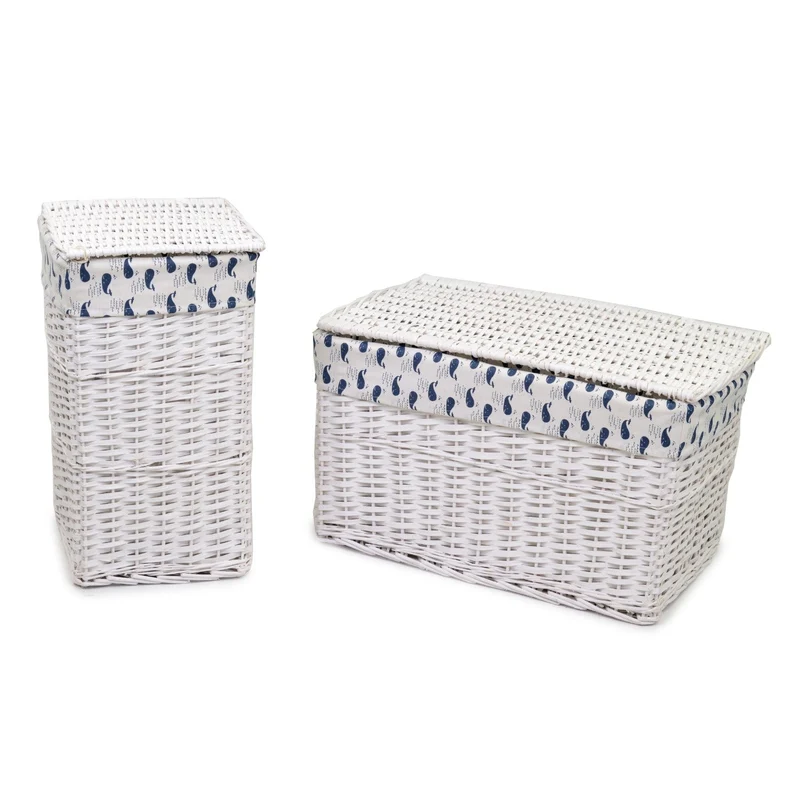 Set 2 Bauli in Vimini 70x42H42cm Ismaele Bianco