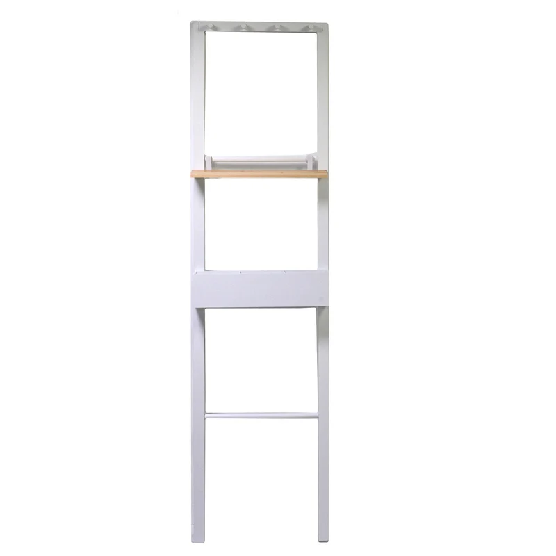 Appendiabiti in Legno 4 Posti con Mesola 40x13H160cm Stand Bianco