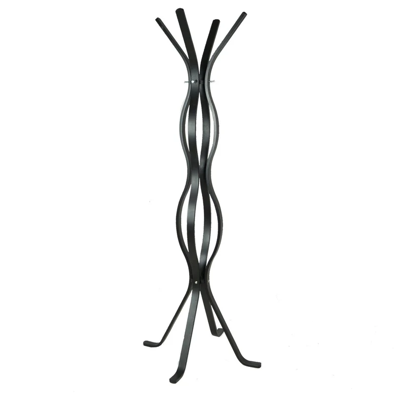 Appendiabiti a Stelo in Legno 4 Braccia 60x60H178cm Ondulato Nero