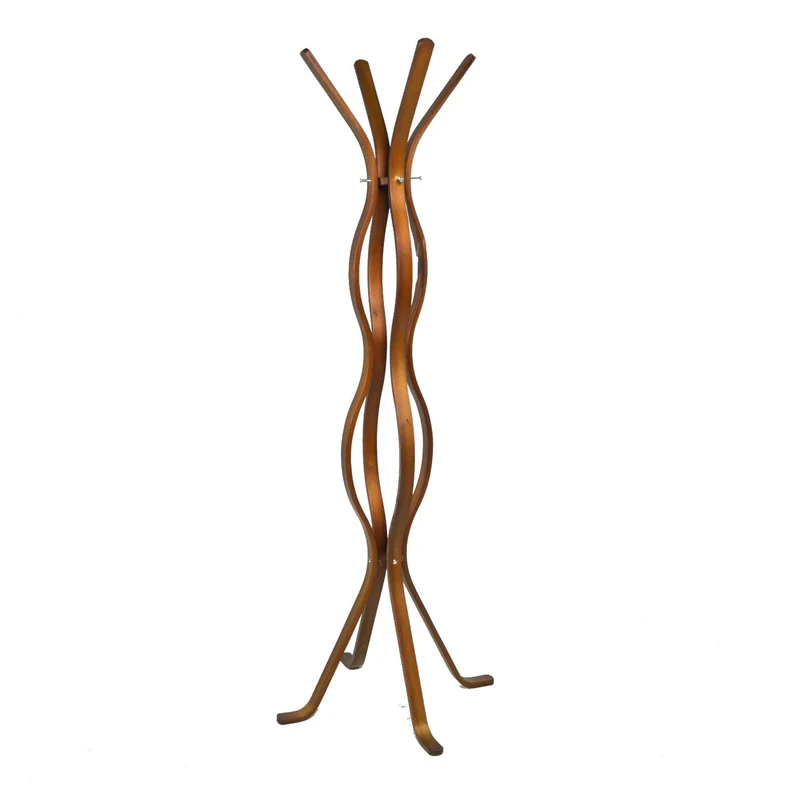 Appendiabiti a Stelo in Legno 4 Braccia 60x60H178cm Ondulato Noce