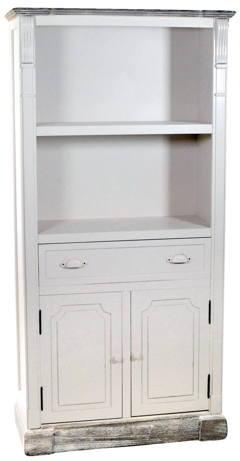 Libreria 2 Ripiani 1 Cassetto 2 Ante in Legno Provenza Bookcase