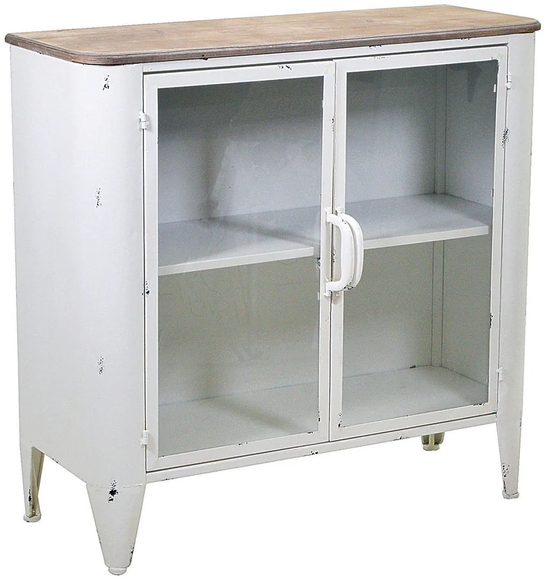 Mobile 2 Ante in Metallo Top in Legno Edimburgo Bianco
