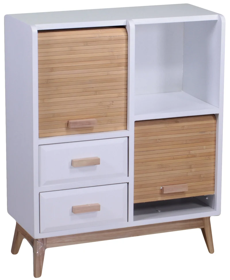 Mobiletto 2 Ante Scorrevoli 1 Vano 2 Cassetti in Legno Marbela