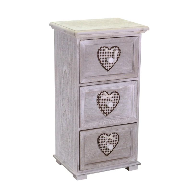 Cassettiera in Legno 3 Cassetti 29x22H55,2cm Demetra Cuore