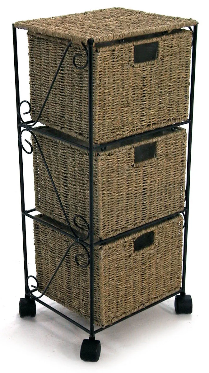 Cassettiera 3 Cassetti in Rattan Cordi