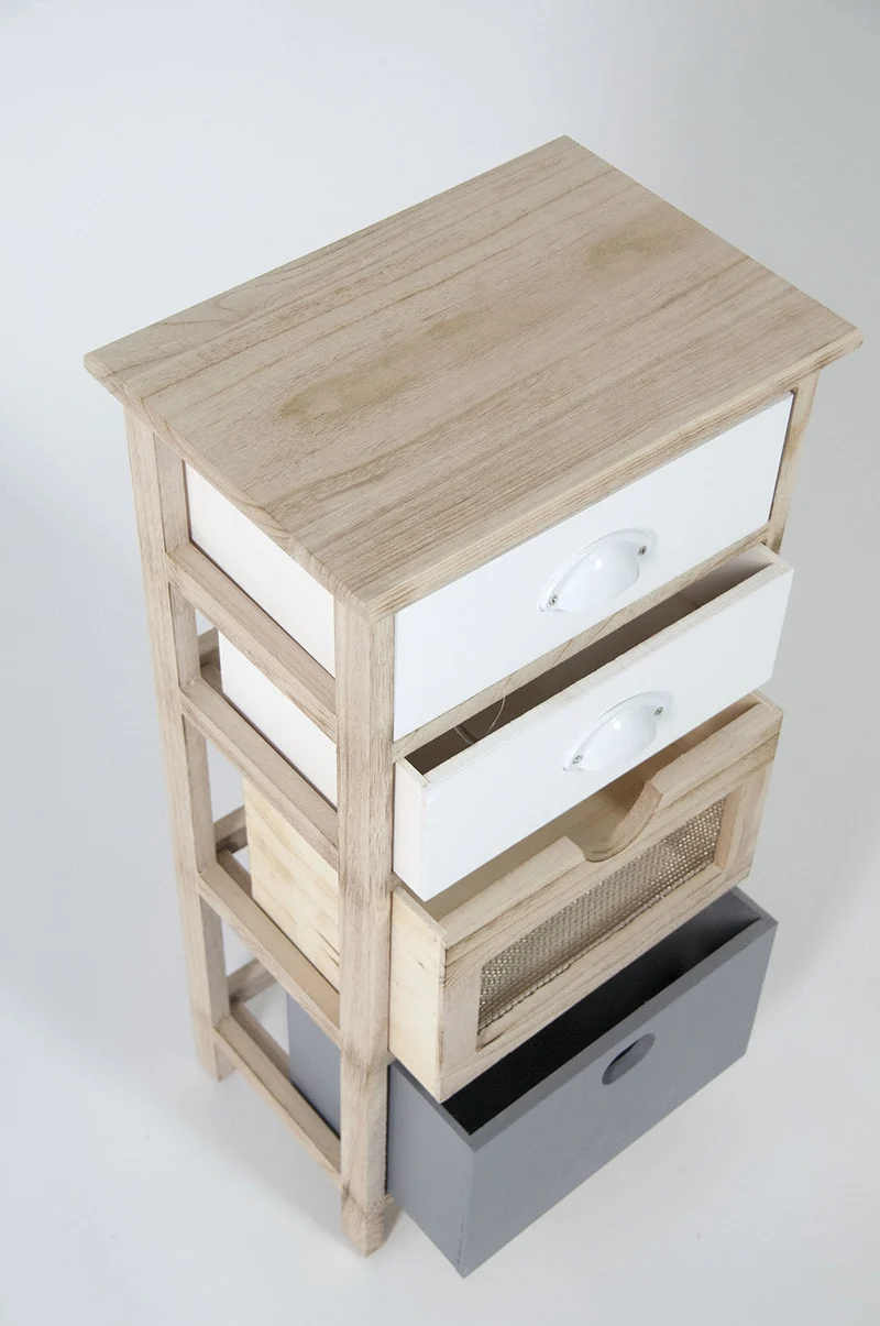 Cassettiera 4 Cassetti 35x25x71 cm in Legno Massello Fumer Emily