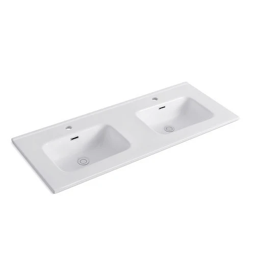 Consolle con doppia vasca centrale cm 121 x 46 x 18 bianco lucido