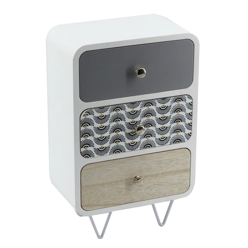 Portatutto in legno artemide 3 cassetti rettangolare cm 20x12xh31,5