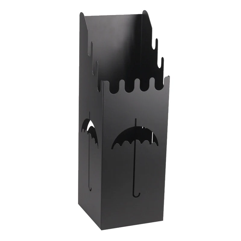 Portaombrelli in metallo nero quadro cm 15,5x15,5xh49