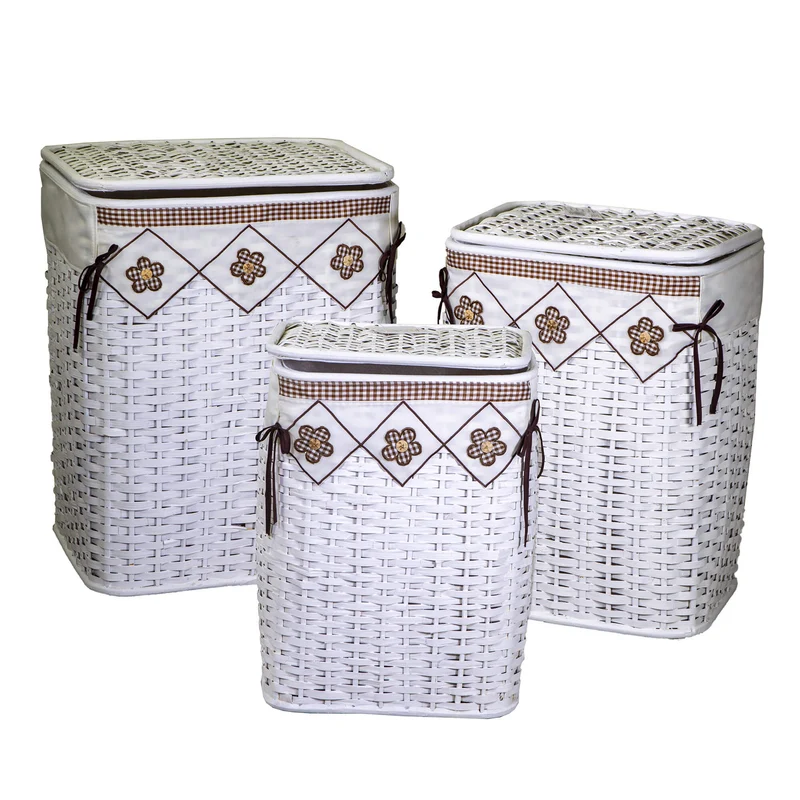 Set 3 Ceste Portabiancheria in rattan claudio rettangolare