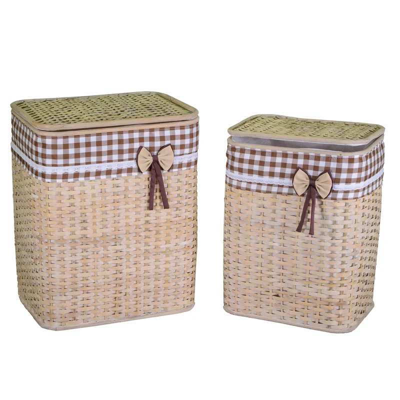 Set 2 Ceste Portabiancheria in rattan tobia naturale rettangolare