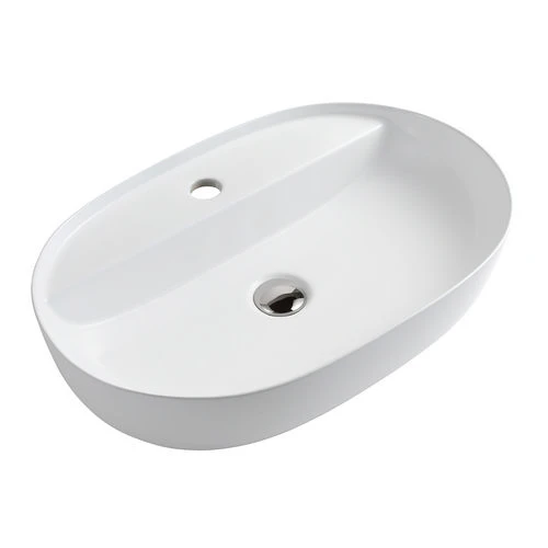 Lavabo da appoggio ovale mod. lav05 cm 81x41x14 bianco lucido