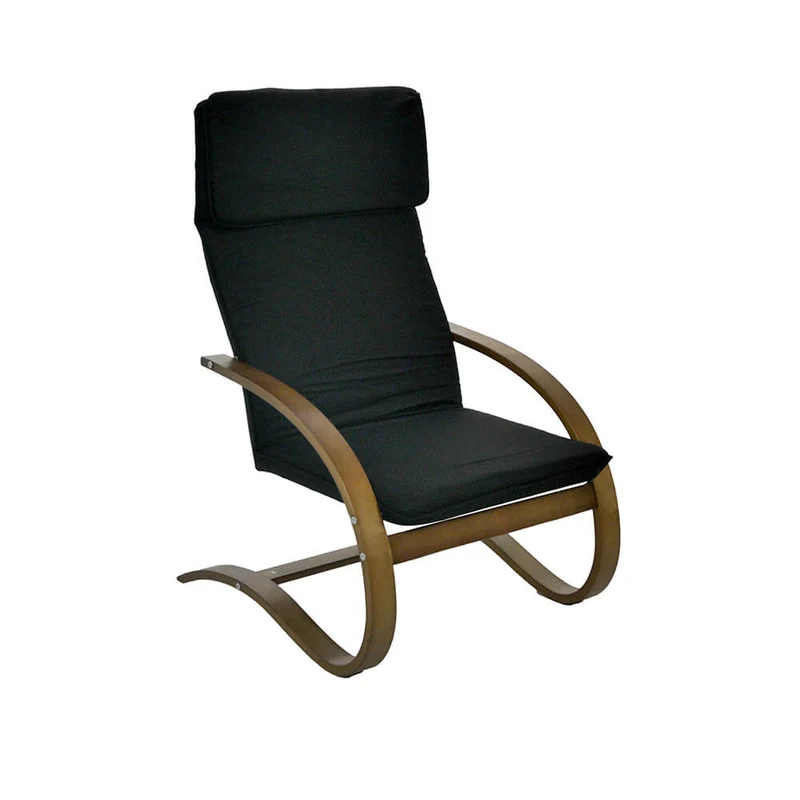 Poltrona in Tessuto e Legno con Cuscino 67x78xH100cm Nera