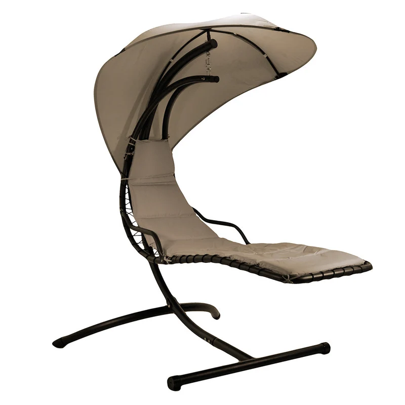 Dondolo da Giardino Pensile in Metallo con Cuscino e Parasole 120x175x220cm Pendent Beige
