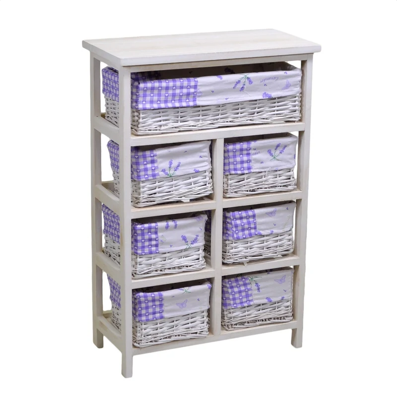 Cassettiera in Legno 7 Cassetti 50x25H76,6cm Lavanda
