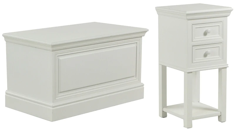 Set Comodino 2 Cassetti e Baule in Legno Nantes