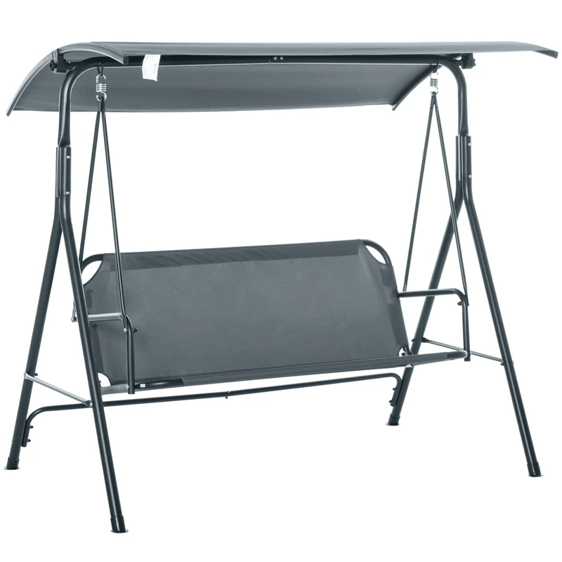 Dondolo da Giardino 3 Posti 172x110x153 cm con Tettuccio Inclinabile Grigio