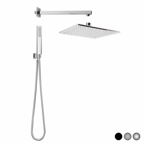 Kit soffione doccia quadrato seven spazzolato