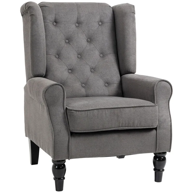 Poltrona da Salotto in Stile Francese 74x86x102 cm con Cuscini Sfoderabili Gambe in Legno Grigio