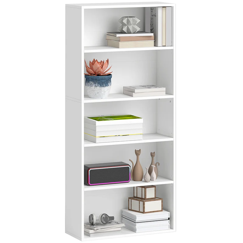 Mobile Libreria a 5 Ripiani 60x24x133,5 cm in Legno Bianco