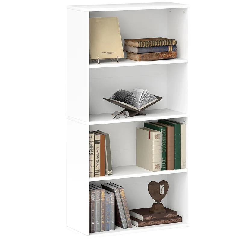 Mobile Libreria a 4 Ripiani 60x24x115,5 cm Scaffali regolabili in Legno Bianco