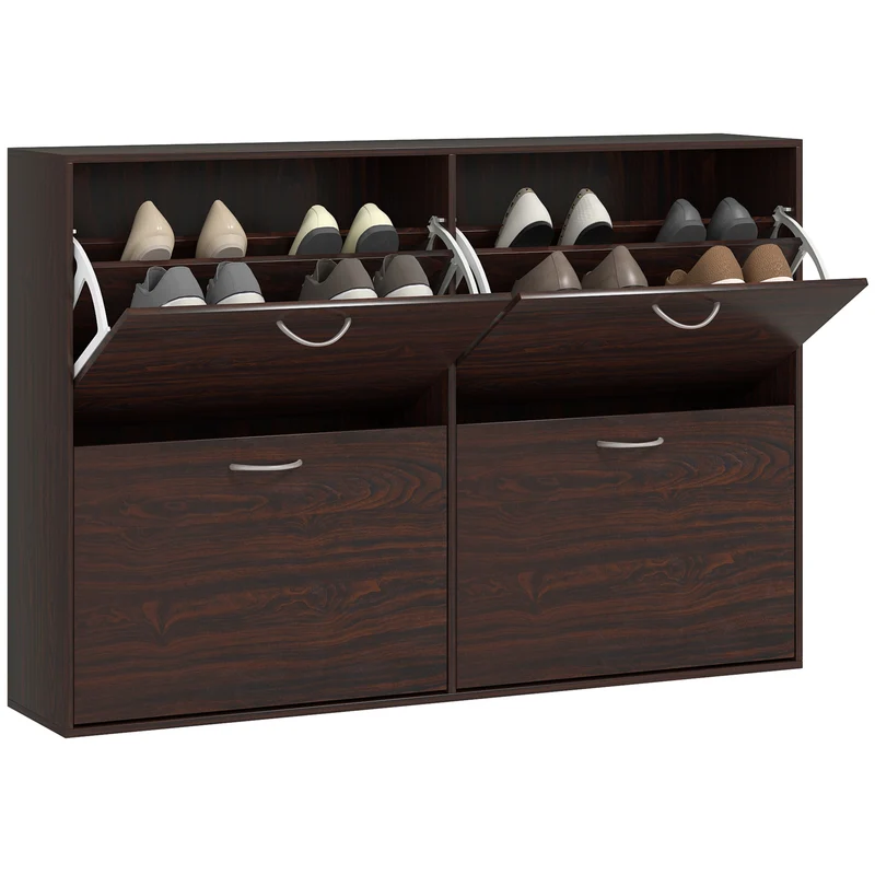 Scarpiera Salvaspazio con 4 Cassetti da 24 Paia 120x24x81 cm in Legno Marrone