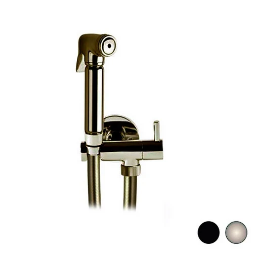 Set con idroscopino flessibile supporto ottone tondo nero opaco