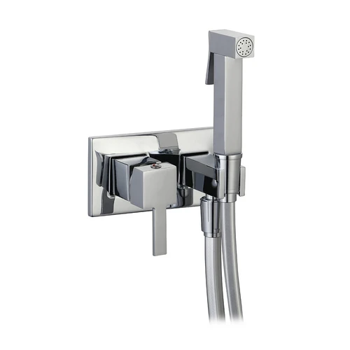 Set miscelatore a incasso quadro con shut-off e supp. laterale cromo