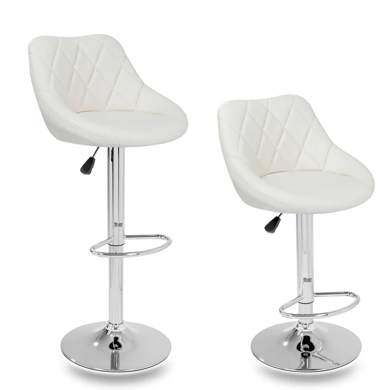 Set 2 Sgabelli Alti in Similpelle Imbottita Rizzetti Anshar Beige