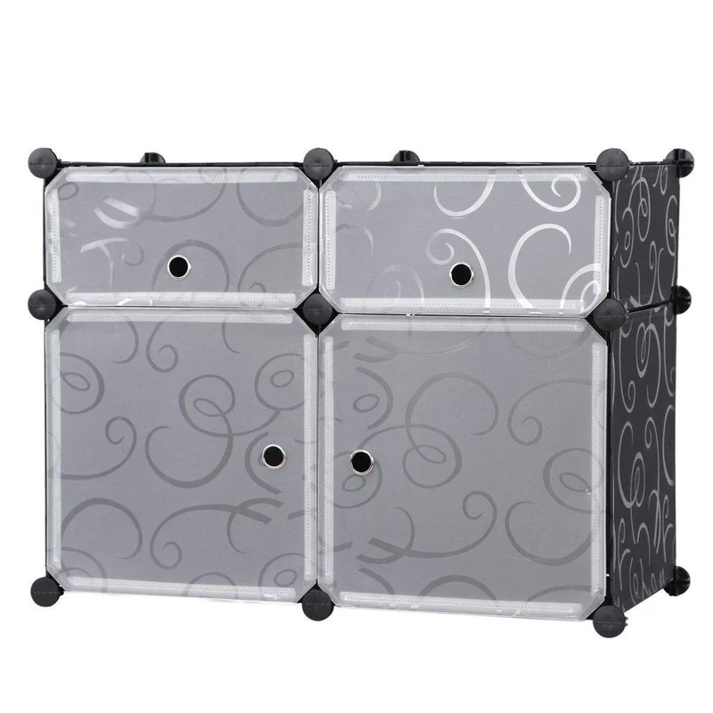 Mobile Modulare 4 Scomparti Rizzetti Madame Nero con Decorazione