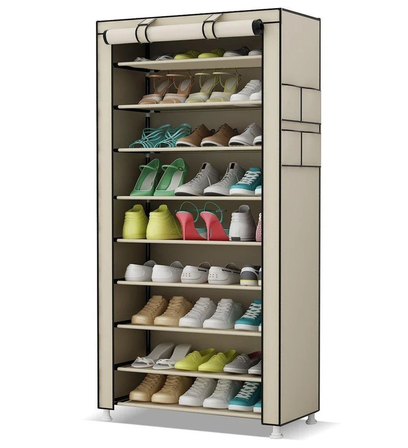 Scarpiera Salvaspazio 10 Ripiani 60x30x160 cm Rizzetti Beige