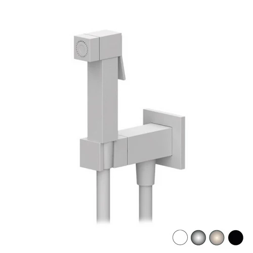 Set miscelatore con doccetta shut-off quadro nichel spazzolato