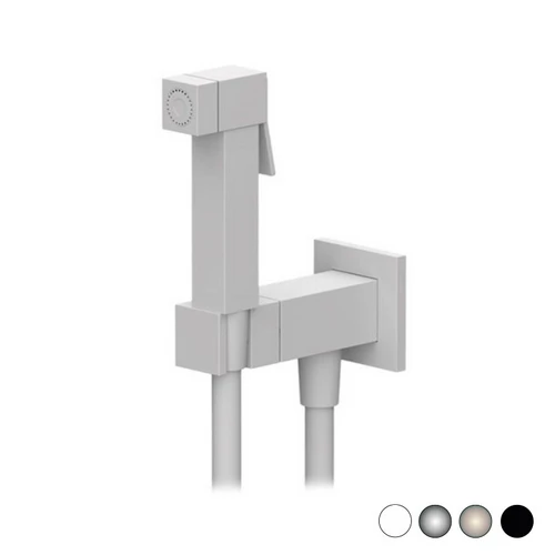 Set miscelatore con doccetta shut-off quadro bianco opaco