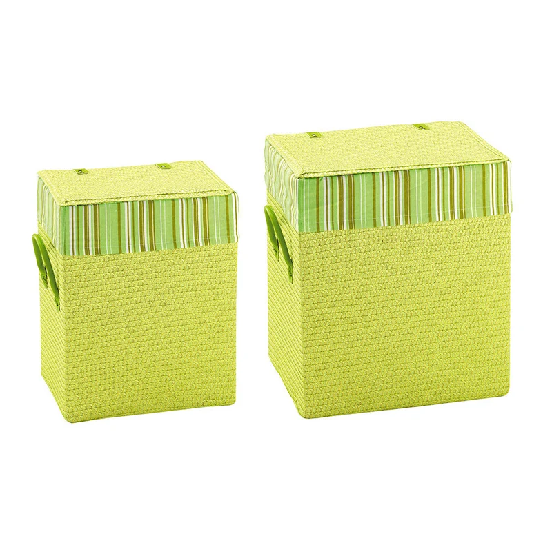 Set 2 Portabiancheria Rettangolare in Polipropilene Verde Fadi