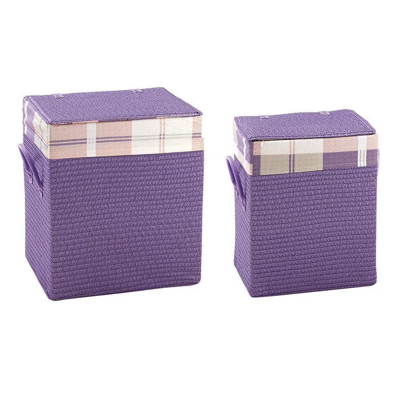 Set 2 Portabiancheria Rettangolare in Polipropilene Viola Fadi