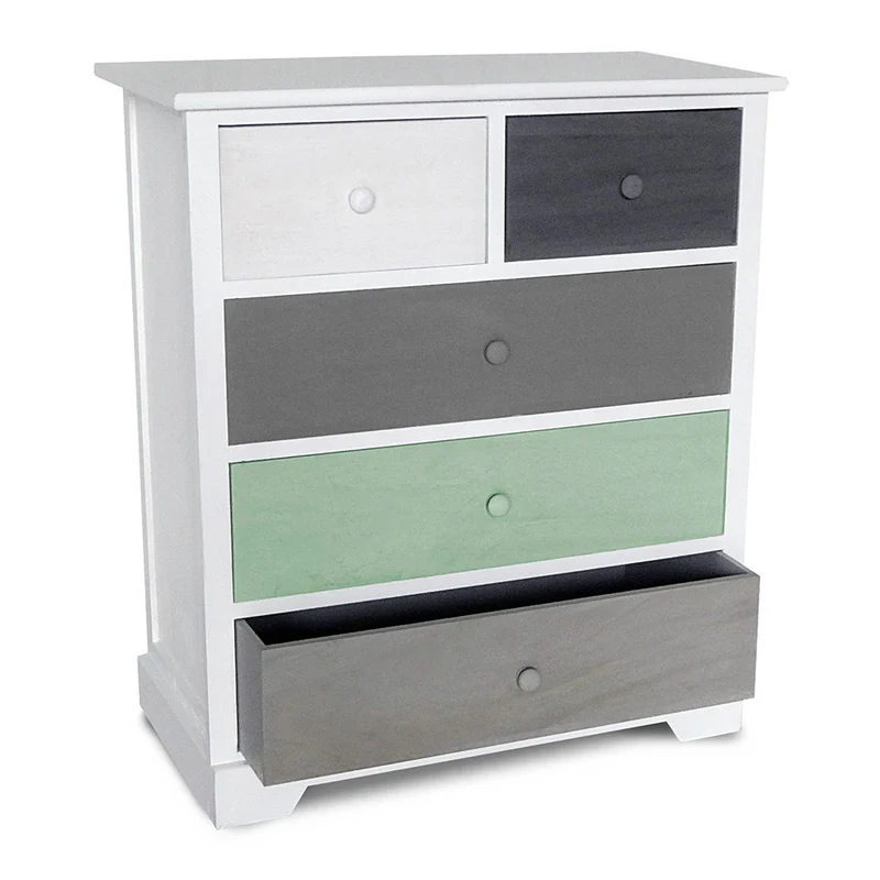 Cassetiera con 5 Cassetti in Legno Paulownia Multicolor Fadi