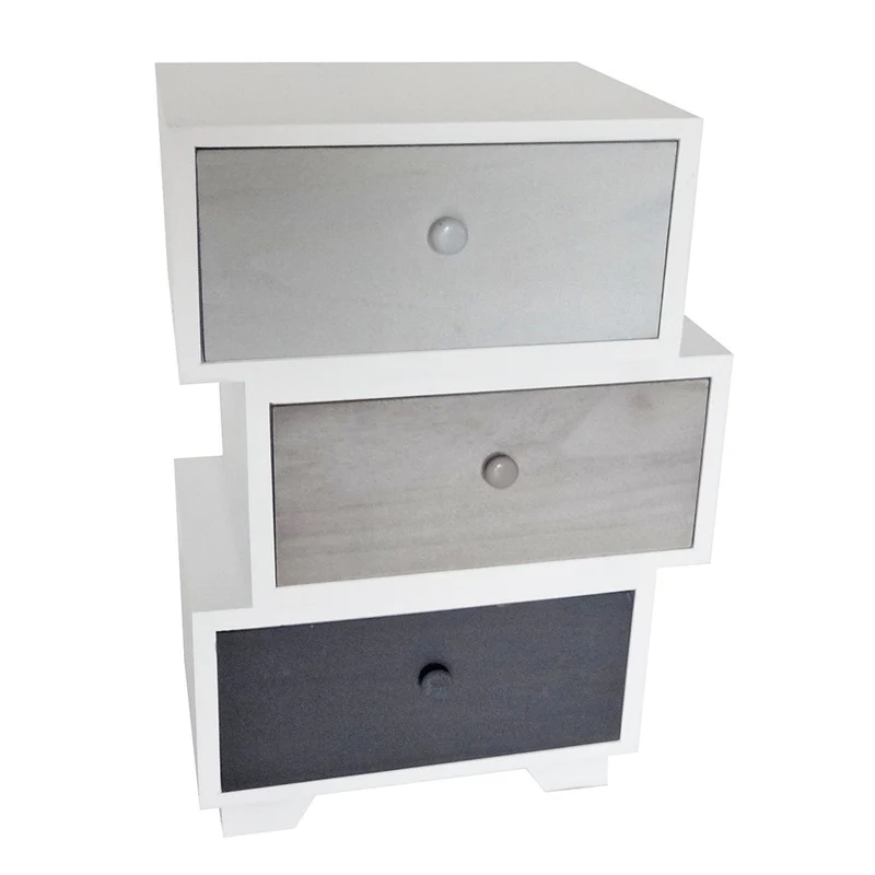 Cassetiera con 3 Cassetti Joint Divisibile in Legno Paulownia Bianco Fadi