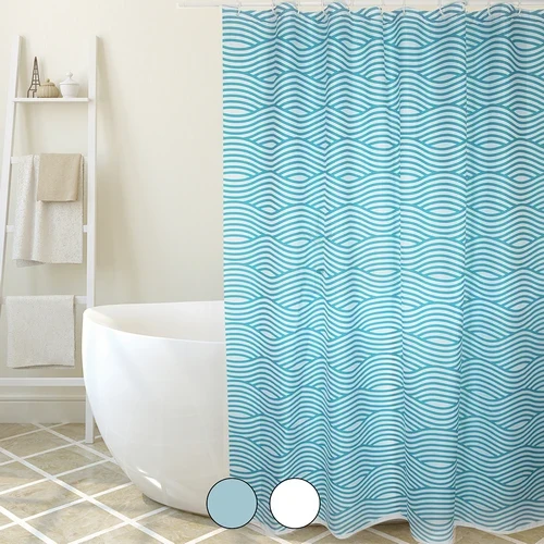 Tenda per doccia in tessuto poliestere wave cm 180x200 bianco
