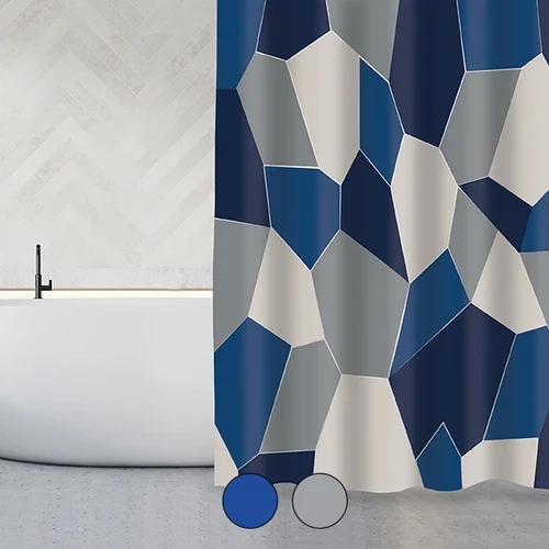 Tenda per doccia in tessuto origami cm 180x200 blue grigio